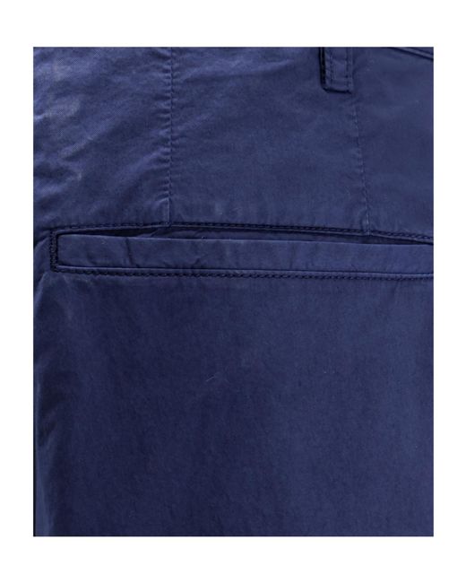 Aspesi Blue Pleated Straight-Leg Trousers for men