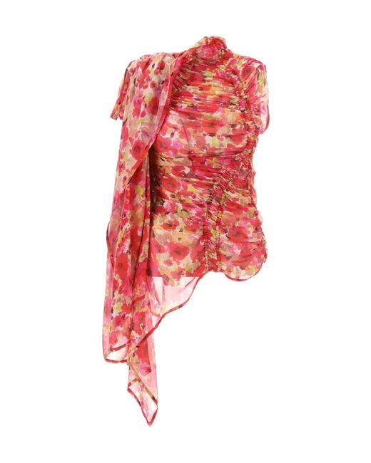 Dries Van Noten Red Pattern Blouse