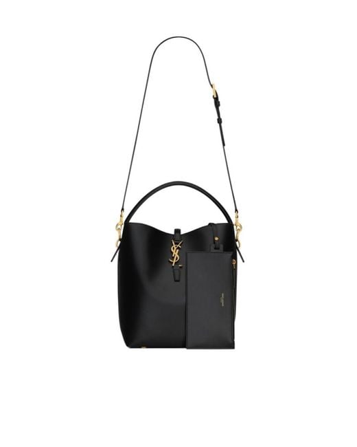 Saint Laurent Black Le 37 Logo Plaque Shoulder Bag