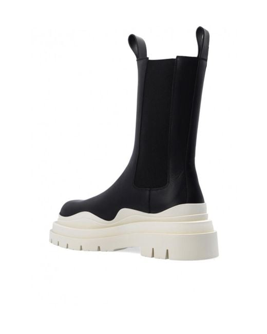 Bottega Veneta Black Ridged-Sole Round-Toe Boots