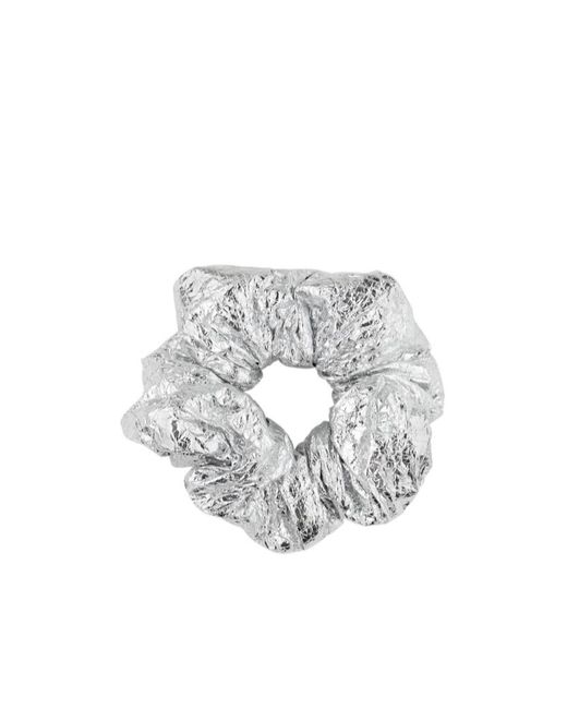 MM6 by Maison Margiela White Crinkled Metallic Hair Tie