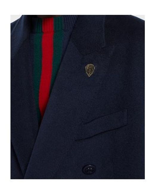Gucci Blue Double-Breasted Light Cashmere Coat for men