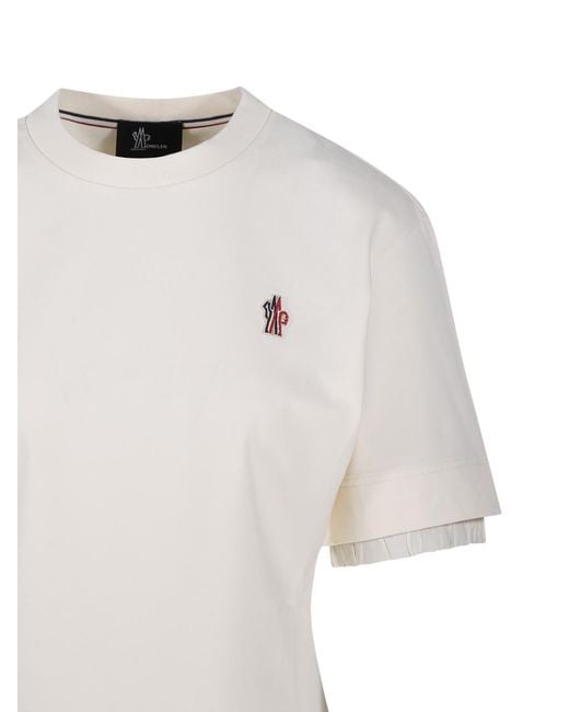 Moncler White Grenoble Logo Patch Crewneck T-Shirt