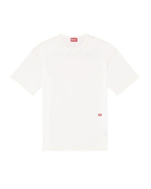 DIESEL White T-Shirt With Apple Core Print for men