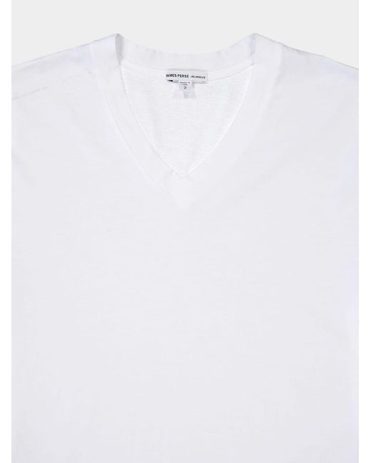 James Perse White Short Sleeved V-Neck T-Shirt for men