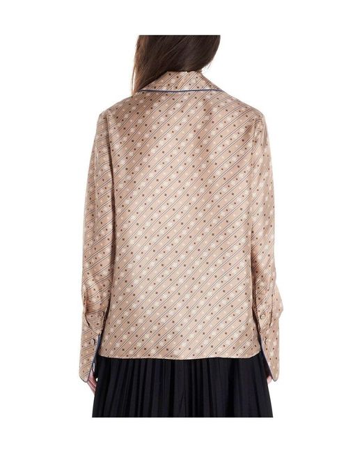 Fendi Pink Striped Karligraphy Motif Blouse