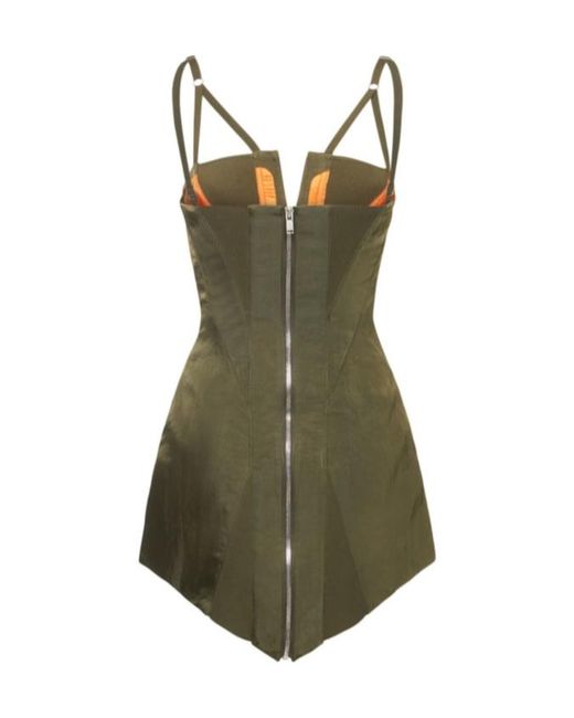 Dion Lee Green Ribbed Patchwork Mini Dress