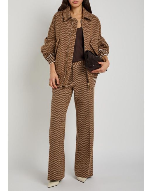 Missoni Brown Zigzag Wool-Blend Bomber Jacket