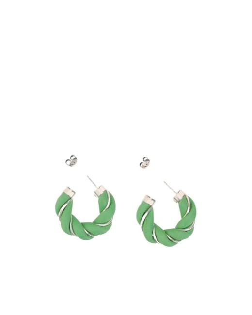 Bottega Veneta Green Twist Hoop Earrings