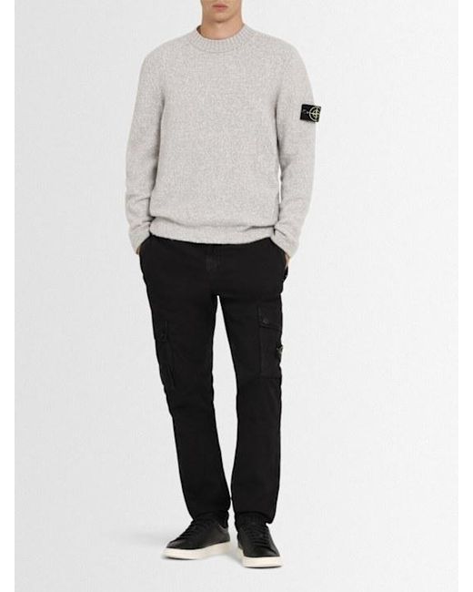 Stone Island White Wool Blend Crewneck Sweater for men