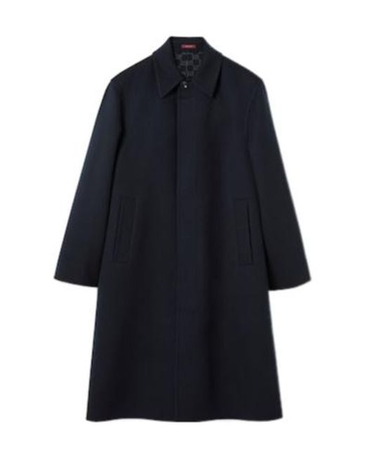 Gucci Blue Collared Double-Breasted Coat for men