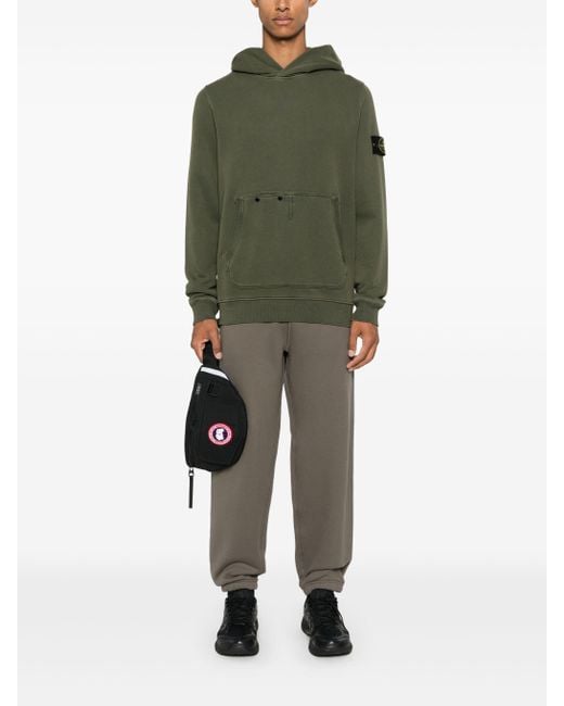Stone Island Green Long-Sleeved Compass Patch Hoodie for men