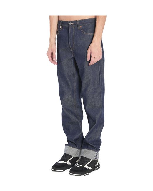 Gucci Blue Logo Patch Denim Trousers for men