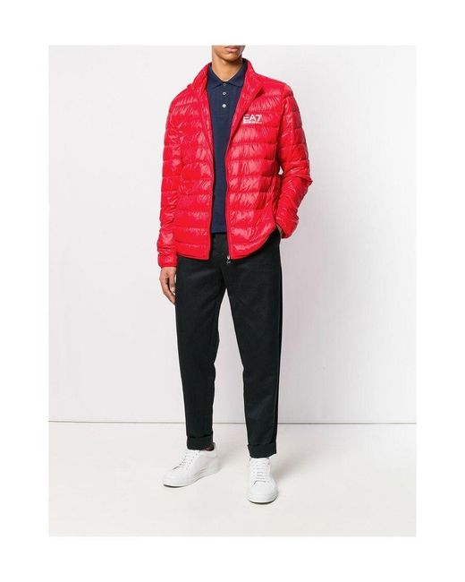 EA7 Red Padded Logo Jacket for men
