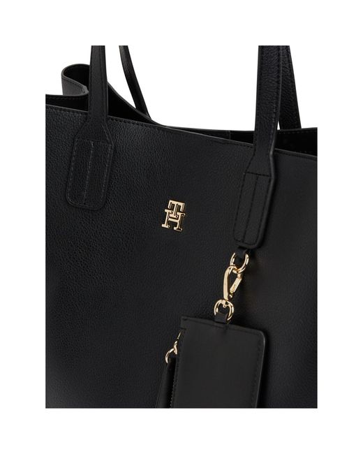 Tommy Hilfiger Black Solid Color Satchel Bag