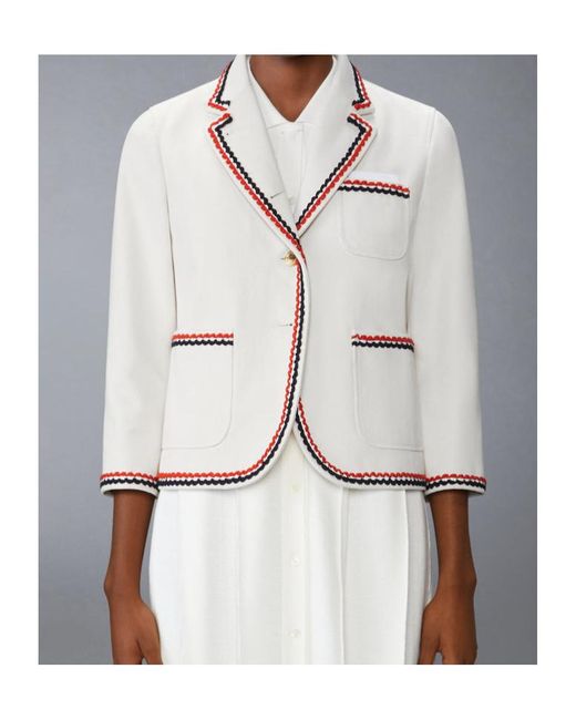 Thom Browne White Rwb-Stripe Blazer