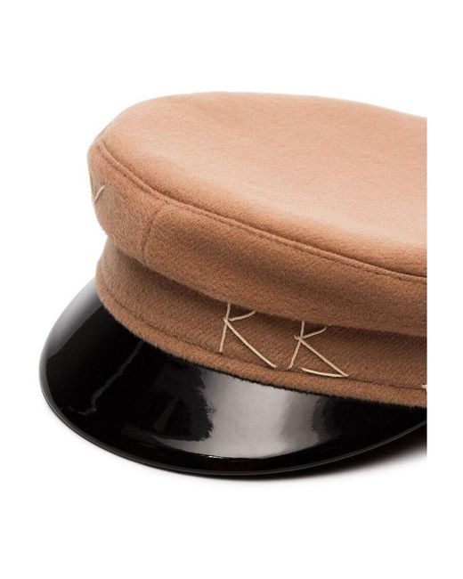 Ruslan Baginskiy Brown Initial Detailed Baker Boy Cap
