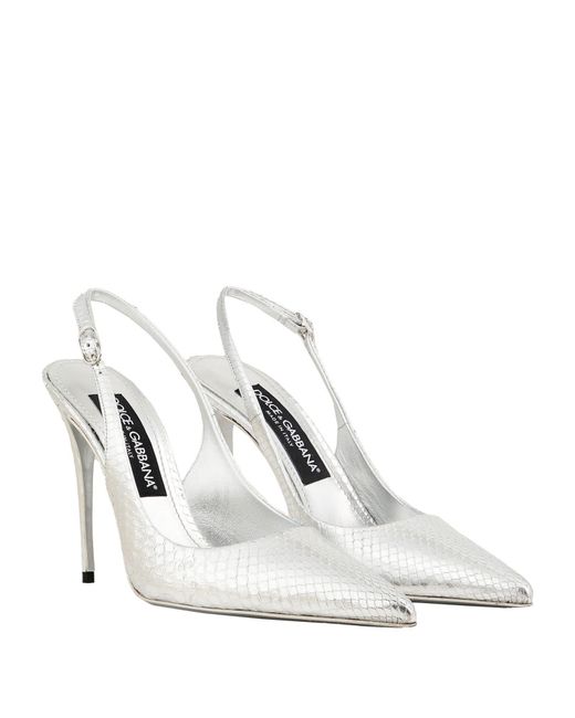 Dolce & Gabbana White Snake Pattern High Heels
