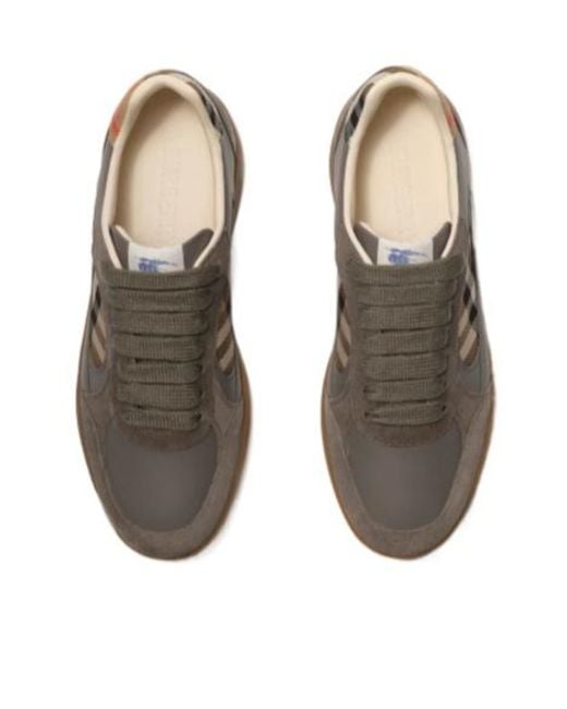 Burberry Brown Checked Lace-Up Sneakers for men