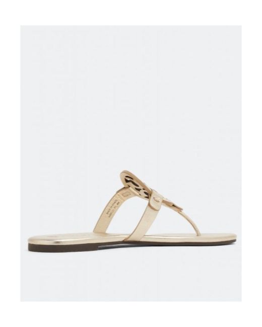 Tory Burch White Miller Logo Plaque Slip-On Sandals