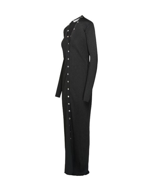 The Attico Black The V-Neck Cardigan Dress