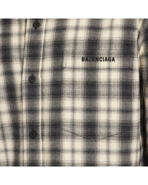 Balenciaga Multicolor Checked Flannel Long-Sleeve Shirt for men