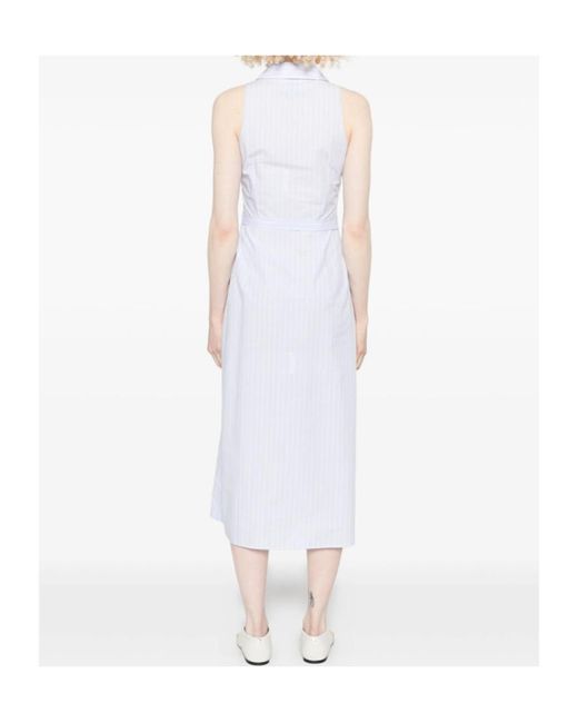Patrizia Pepe White Striped Belted Midi Dress
