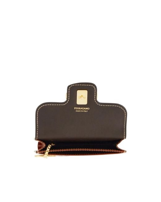 Ferragamo Brown Ferragamo Gancini Card Holder