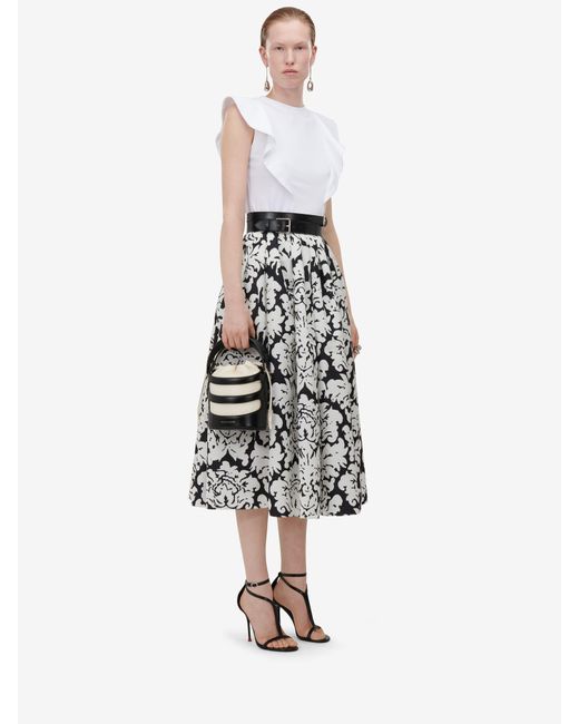 McQueen White Logo Printed Drawstring Bucket Bag