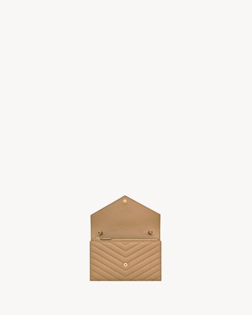 Saint Laurent White Envelope Cassandre Chain Wallet