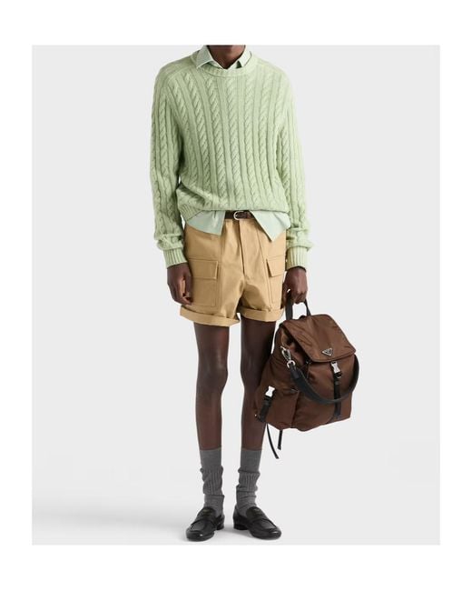 Prada Green Wool And Cashmere Crew-Neck Sweater for men