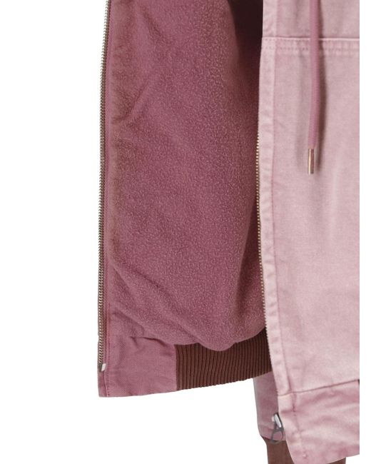 Auralee Pink Zip Front Hooded Jacket for men