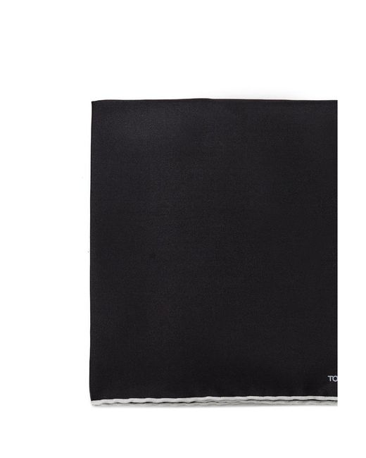 Tom Ford Black Embroidered Square Scarf With Logo for men