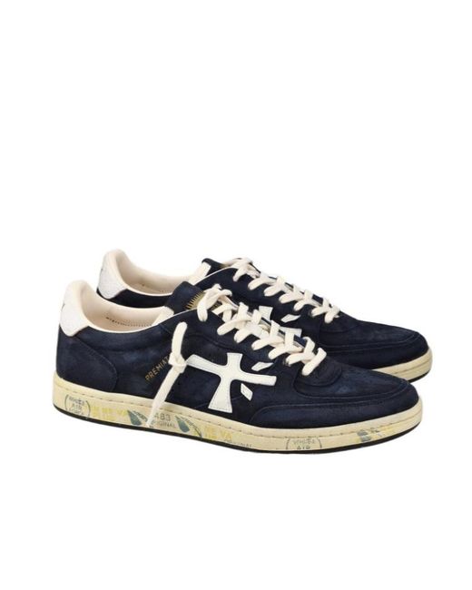 Premiata Blue Round-Toe Low-Top Sneakers for men