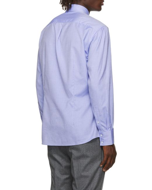 Brunello Cucinelli Blue Plain Cotton Shirt for men