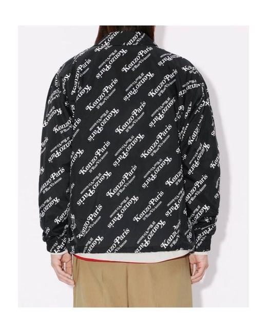 KENZO Gray Logo-Print Hoodie Windbreaker for men