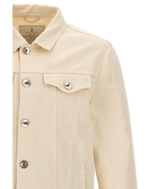 Brunello Cucinelli Natural Button-Fastening Denim Jacket for men