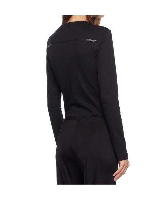 Helmut Lang Black Round Collar And Long-Sleeved T-Shirt