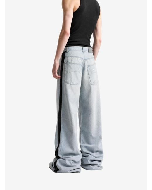 Balenciaga Blue Logo-Print Baggy Jeans for men