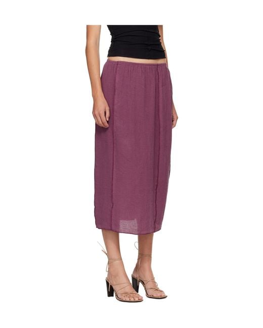 Baserange Purple Elastic Waist Midi Skirt