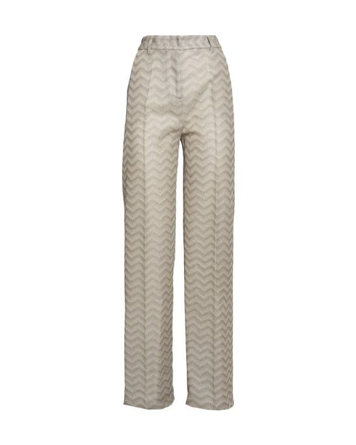 Missoni Gray High-Waist Zigzag-Woven Trousers