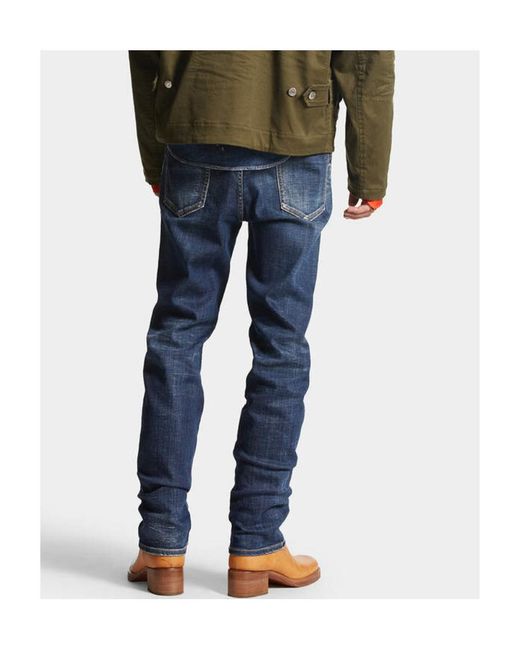 DSquared² Blue Logo Patch Straight-Leg Jeans for men