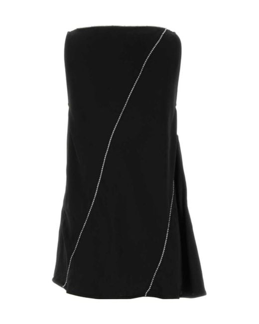 Jil Sander Black V-Neck Embellished Top