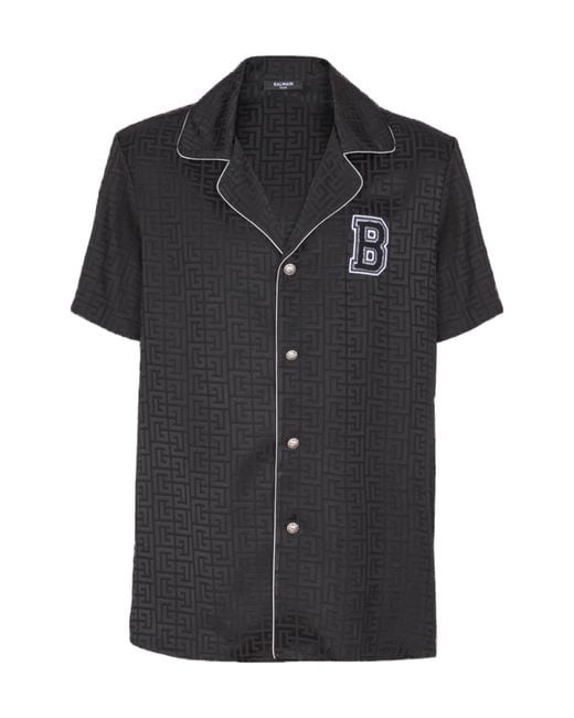 Balmain Black Varsity Pyjama Shirt for men