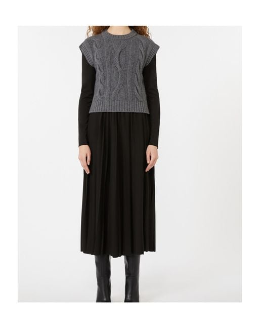 Weekend by Maxmara Black 2-In-1 Jersey And Wool Knit Dress