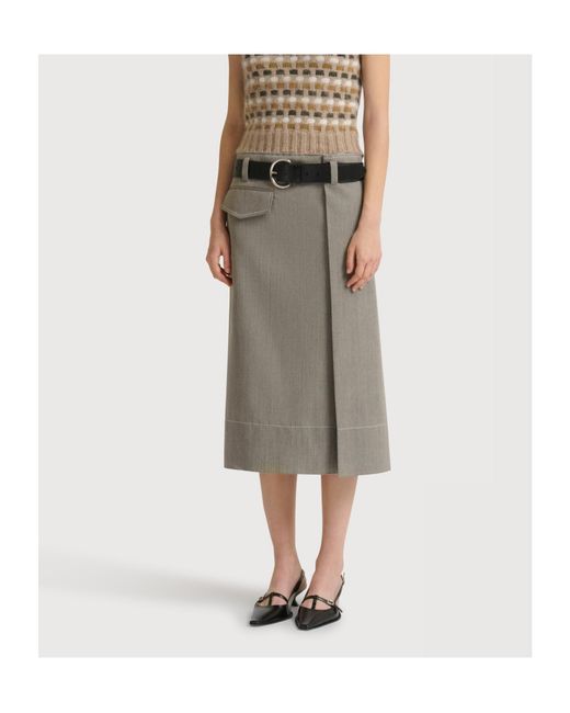 Marni Gray Wool Midi Skirt With Pocket