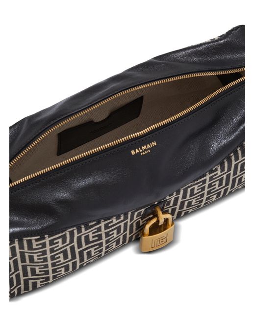 Balmain Black Monogram Jacquard Pulse Shoulder Bag for men