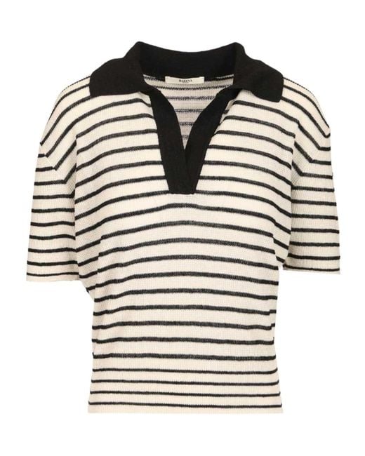 Barena Gray Vibia Striped Knitted Top