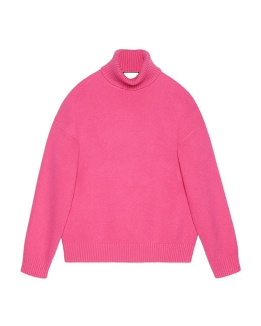 Gucci Men's Pink Logo Tag Turtleneck Sweater
