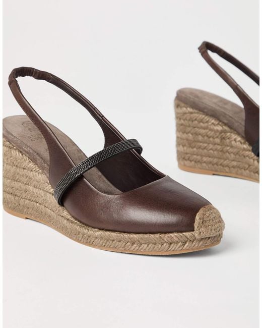 Brunello Cucinelli Brown Riding Wedged Espadrilles